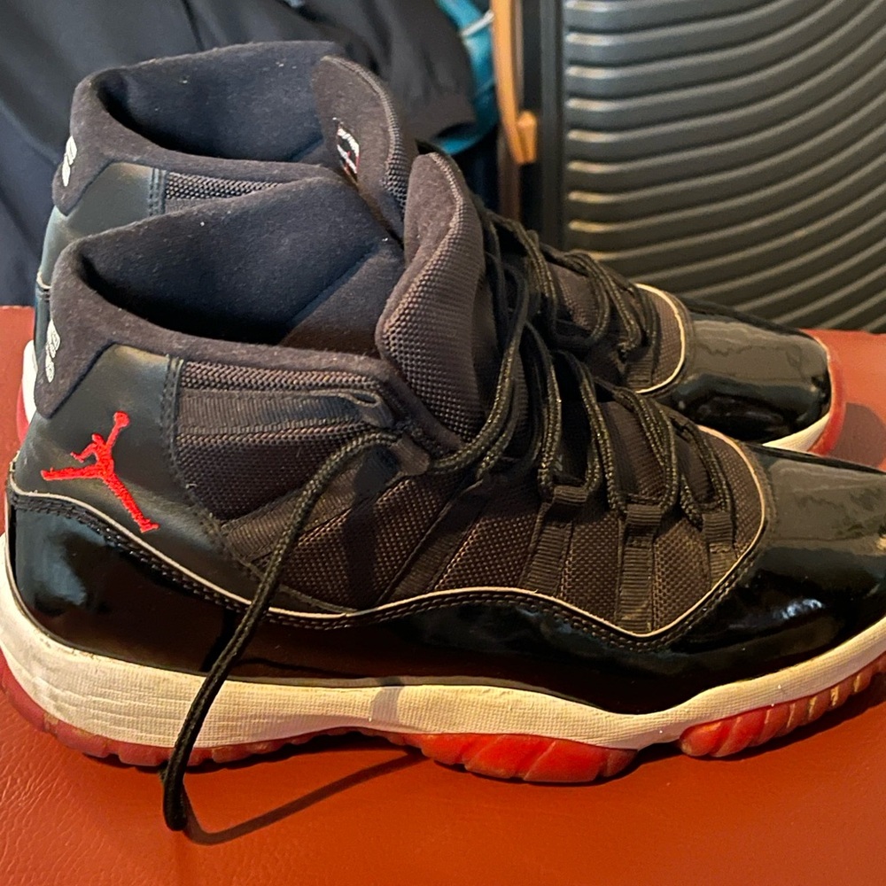 High-Top Black and Red Athletic Shoes